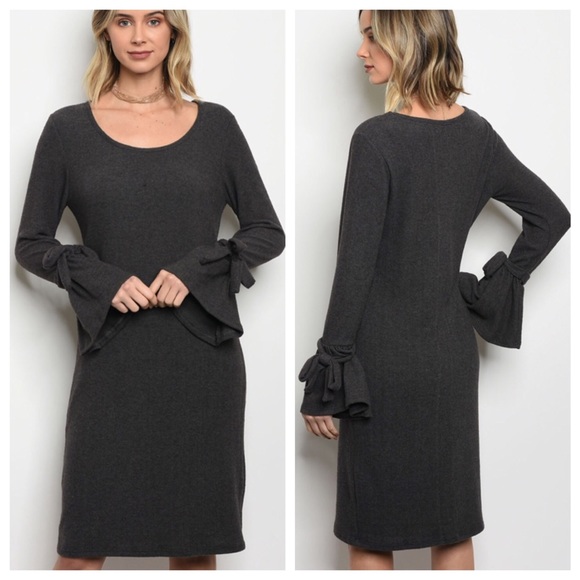 Charcoal Bell Sleeve Dress - Picture 8 of 8